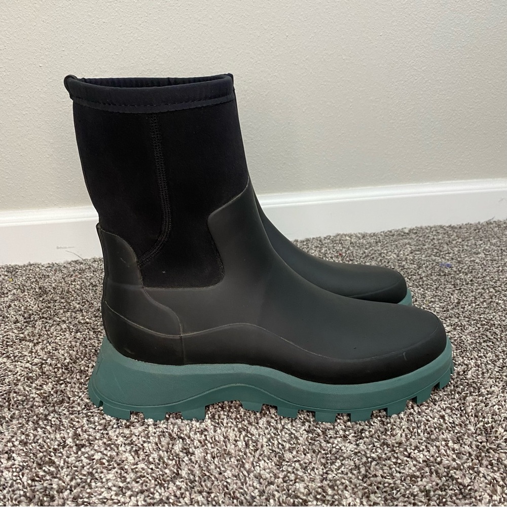 Hunter‎ City Explorer Short Boot Rain Boot Black Green Women’s 10